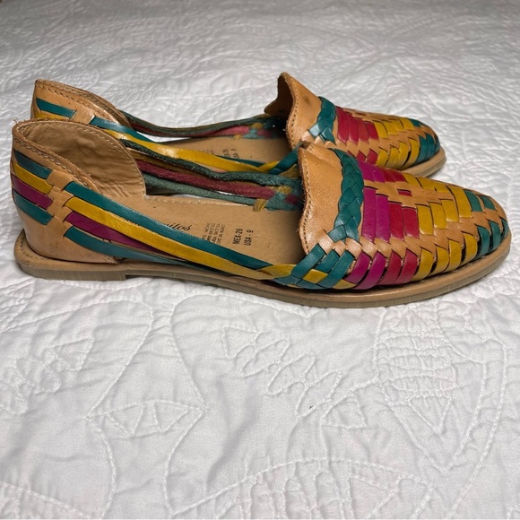 Women’s Calzado Artisanal Leather Huaraches Colorful Woven Design Size 9 - Picture 7 of 12